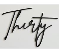 30th Birthday Cake Topper - Thirty Acrylic Number 30 Cake Decoration for Milestone Birthday Party, Elegant Mirror Design (Black)