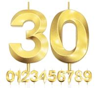 30th Birthday Candle, 3D Design Gold Glitter Number Candles, Cake Topper Decorations, Cake Candle for Birthday Party, Wedding Anniversary, Baby Shower, Party Decoration