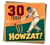 30th Birthday Card for Cricket Fan, Funny 30 Today Howzat Design, Birthday Card for Him or Her
