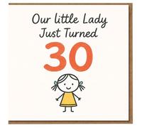 30th Birthday Card for Daughter - Our Little Lady Just Turned 30 - Cute Doodle Illustration