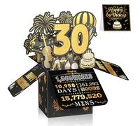30th Birthday Card for Men & Women, 3D Pop Up Birthday Greeting Card, Black & Gold 30 years old Birthday Decorations & Gifts for Him or Her, Ideal for Father, Mother, Sister, and Special Cousin