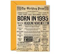 30th Birthday Card for Women Men - Bday Press Newspaper 1995 - Happy 30 Birthday Cards for Son Neighbour Colleague Auntie Daughter Brother, 5x7 Inch Bday Greeting Cards