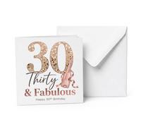 30th Birthday Card for Women, Rose Gold Fabulous Design, 14.5cm Square