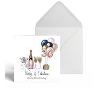 30th Birthday Card for Women - 'Thirty and Fabulous Prosecco 'Greeting Cards, 14.5 x 14.5cm with Envelope, Happy 30th Birthday Gifts for Daughter Sister Friend Wife