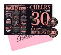 30th Birthday Card Gift for Women Men,Funny 30th Party Decorations for Her Him,Back in 1996 Birthday Decorations Gift Idea for Friend Bestie,Rose Gold