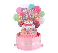 30th Birthday Card Happy 30th Birthday 3D Pop Up Greeting Card 30 th Birthday Gifts with Note and Envelope for 30 Years Old Wife Husband Mother Father Women Men Sister Friends
