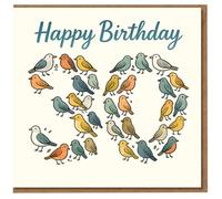 30th Birthday Card - Happy Birthday with Colourful Birds Forming 30 - Cute Nature Illustration for Adults