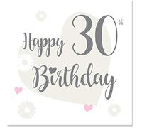 30th Birthday Card - Pink Hearts639050011416 Design with Silver Foil Text - 15cm Square