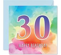 30th Birthday Cards for Women and Men, Colourful Watercolour Age