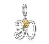 30th Birthday Charm for Pandora Bracelet Rose Dangle Bead Present