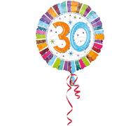30th Birthday Color Blast Standard Foil Balloons S40-1 Pc Multicolour