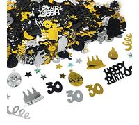 30th Birthday Confetti Black Gold Happy Birthday Confetti Party Decorations Table Décor Cards Sprinkles Women Gifts for 30 Birthday (30 HAPPY BIRTHDAY)