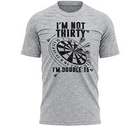 30th Birthday Darts T Shirt, Funny 30 Year Old Shirt, Dart Player Bday Gift for Thirty Year Old, Present for Dad Double 15 Tee, XL, Sport Grey
