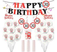 30th Birthday Decoration Set for Men & Women - Complete Set with Garlands, Balloons, Banners & Traffic Sign Decoration | 30th Anniversary Decoration | Birthday Party Decoration