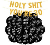 30th Birthday Decorations for Him Or Her Gold Birthday Party Decor Abusive Balloons 30th Bday Party Supplies Holy Shit You're 30 Birthday Banner Party Decoration