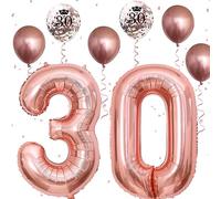 30th Birthday Decorations for Women, 30th Birthday Party Decorations with Giant Foil Number 30 Balloon Birthday Print Confetti Latex Balloon Metallic Rose Gold Balloon for 30th Birthday Balloons Decor