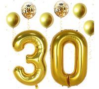 30th Birthday Decorations Men, 30th Birthday Party Decorations with Giant Foil Number 30 Balloon Birthday Print Confetti Latex Balloons Metallic Gold Balloons for Women 30th Birthday Balloons Decor