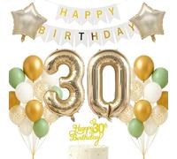 30th Birthday Decorations Set Light Gold White Sage Green Theme Happy Birthday Banner Balloon Decor Photo Backdrop for Women Men Adults Turning 30 Age 30 Party Supplies Celebration Decor Big 30