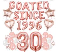 30th Birthday Decorations Women Banners - 41 Pcs Rose Gold GOATED SINCE 1996 Banner Decoration Star Heart Number 30 Foil Balloon Confetti Balloons Set for Her 30 Years Old Party Decor Supplies
