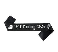 30th Birthday Decorations Women Men - Rip To My 20s Sash, Death to My 20s Birthday Decorations, Goth 30th Birthday Party Supplies for Him and Her, Black Satin Sash 65 x 3.7 Inch