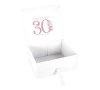 30th Birthday Deep Filled Magnetic Box with Ribbon, White
