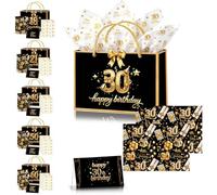 30th Birthday Gift Bag for Women Men,11×8×4" Black Gold 30th Gift Bag with 30th Birthday Wrapping Paper Tissue Paper Sheets Card and Ribbon for Him Her Female Male 30th Birthdays Present Decorations