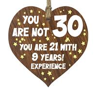 30th Birthday Gift For Women Men Wooden Heart Plaque, Dark Wood Sign Keepsake, Happy Birthday Mum, Girlfriend, Dad, Husband, Wife, Boyfriend, Mum Gifts From Son, Auntie, Sister Birthday Present