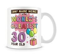 30th Birthday Gift for Women - Personalised Mug/Cup - Add Name - Worlds Greatest Design - Pink
