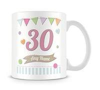 30th Birthday Gift- Personalised Mug/Cup - Add Name - Birthday Shabby Chic Design
