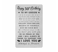 30th Birthday Gifts for Godson - 30th Birthday Card for Godson, 30 Years Old Godsons Bday Gift Present, Stainless Steel Wallet Insert Card for Godson Turning 30
