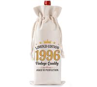 30th Birthday Gifts for Men Women - Limited Edition 1996 Burlap Wine Bottle Bag with Drawstring, 30 Year Old Birthday Present for Best Friend Husband Wife Sister Brother Son Daughter
