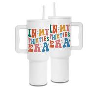 30th Birthday Gifts for Women - 30 Years Old 40oz Tumbler with Handle and Straw Lid, 30th Birthday Gifts for Her, Wife, Sister, Daughter, Best Friend, in My Forties Era Themed Tumbler!