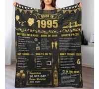 30th Birthday Gifts for Women Men, 60×50 Inch 30th Wedding Anniversary Golden Soft Flannel Blanket, Back in 1995 Birthday Gifts Ideas for Husband Dad Mom Parents Grandparents (Black Glod-1995)