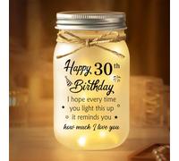 30th Birthday Gifts for Women Men, Thirty Bday Mason Jar Night Lights