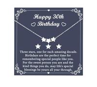 30th Birthday Gifts for Women - Sterling Silver Dainty Three Star Necklace as 30th Birthday Gift Ideas, 6mm Star Beads for Wife, Colleagues & Best Friend, 1995 Jewellery Gifts for Her