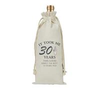 30th Birthday Gifts For Women, Wine Gift Bag with Tag, Drawstring Bottle Bag For Wine for Women Wife Friends (30)