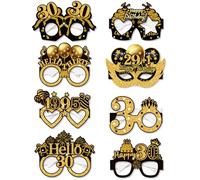 30th Birthday Glasses, LMSHOWOWO 8PCS Paper Novelty 30th Birthday Party Glasses, Funny Happy Birthday Photo Booth Props for Men Women Cheers to 30 Years 30th 1995 Birthday Party Decoration Supplies