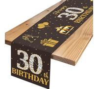 30th Birthday Glitter Table Runner, Black Gold 30th Birthday Decorations for Men Women, Number 30 Table Centrepiece Decoration for 30th Birthday Party Favor Photo Booth Props, 180x35cm