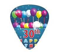 30th Birthday Guitar Picks Picks 12 Pack with Thin Box,Colorful Flying Balloons and Curly Ribbons on Starry Background,Special Guitar Plectrums Gift Set for Guitarist