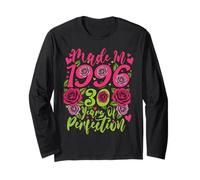 30th Birthday Made in 1996 30 Years Old Perfection Floral Long Sleeve T-Shirt