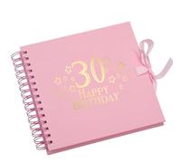 30th Birthday Memory Book, Star Design, Spiral Bound Scrapbook Album with Blank Pages Multiple Colours (Pink)