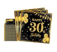 30th Birthday Napkins 20 Packs Black Gold Napkin 30th Birthday Serviettes Black,30th Birthday Napkins for Women Men Girl Boy,30th Napkins,Birthday Party Tissue for Her Him,30th Birthday Table Décor