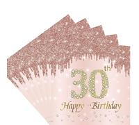 30th Birthday Napkins, 20 Piece Rose Gold Happy Birthday Napkins Paper Servietten,Party Supplies Paper Napkins