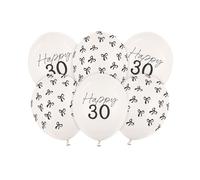 30th Birthday Party Balloons - Pack of 6 | Gold Number 30 Balloons with Bow | Happy 30th Birthday Decorations