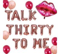 30th Birthday Party Decoration, Talk Thirty to Me Rose Gold Foil Balloons Banner Decor, Funny 30 Years Old Anniversary Party Supplies for Women Her Dirty 30th Birthday Party(Rose Gold)