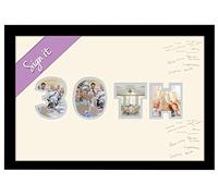 30th Birthday Pearl Wedding Anniversary Personalised Guest Book Signing Signature Autograph Photo Frame to Sign Gift Present (Black Finish Frame)