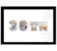 30th Birthday Pearl Wedding Anniversary Personalised Guest Book Signing Signature Autograph Photo Frame to Sign Gift Present (White Mount with Black Finish Frame)