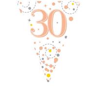 30th Birthday Rose Gold Birthday Party Flag Banner Bunting Age 30