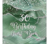 30th Birthday Sage Green Agate Guest Book: Silver Glitter on Sage Green Agate Guest Book with Gift Log