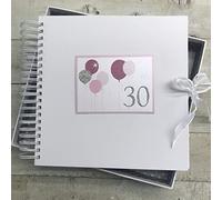 30TH Birthday. Special Occasion. Card & Memory Book. Pink Balloons Design. Hand Finished by WHITE COTTON CARDS (BALP30C)